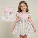 GSD2973 MAMA'S Bestie Flower Pink Scallop Edge Girl's Dress