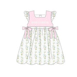 Preorder 11.25 MOQ 5 pcs GSD2973 MAMA'S Bestie Flower Pink Girl's Dress