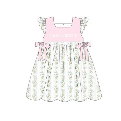 Preorder 11.25 MOQ 5 pcs GSD2973 MAMA'S Bestie Flower Pink Girl's Dress