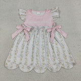 GSD2973 MAMA'S Bestie Flower Pink Scallop Edge Girl's Dress