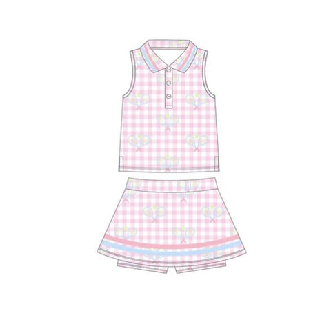 Preorder 11.28 MOQ 5 pcs GSD2975 Play Tennis Polo Yoga Girls Skorts Set