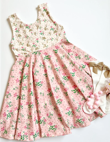 Preorder 11.30 MOQ 5 pcs GSD2984 Easter Rabbit Flower Girl's Dress