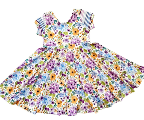 Preorder 12.03 MOQ 5 pcs GSD3019 Flower Purple Girl's Dress