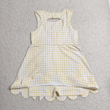 GSD3027 Yellow Plaid Bows Yoga Girl's Dress Onesie