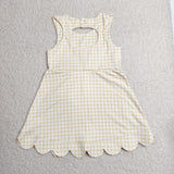 GSD3027 Yellow Plaid Bows Yoga Girl's Dress Onesie