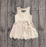 Preorder Samples GSD3027 Yellow Plaid Bows Yoga Girl's Dress Onesie