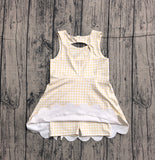 Preorder Samples GSD3027 Yellow Plaid Bows Yoga Girl's Dress Onesie