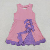 GSD3028 Pink Flower Bows Yoga Girl's Dress Onesie