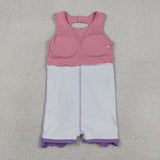 GSD3028 Pink Flower Bows Yoga Girl's Dress Onesie
