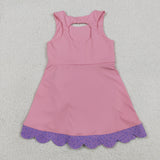 GSD3028 Pink Flower Bows Yoga Girl's Dress Onesie