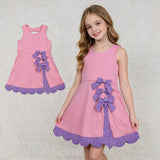 GSD3028 Pink Flower Bows Yoga Girl's Dress Onesie