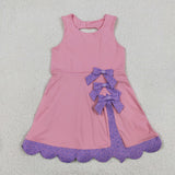 GSD3028 Pink Flower Bows Yoga Girl's Dress Onesie