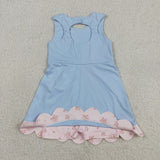 GSD3030 Princess Bows Sky Blue Flower Yoga Girl's Dress Onesie