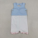 GSD3030 Princess Bows Sky Blue Flower Yoga Girl's Dress Onesie