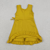 GSD3031 Solid Color Yellow Ruffles Yoga Girl's Dress Onesie