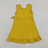 GSD3031 Solid Color Yellow Ruffles Yoga Girl's Dress Onesie