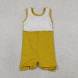 GSD3031 Solid Color Yellow Ruffles Yoga Girl's Dress Onesie