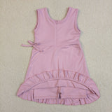 GSD3034 Solid Color Pink Ruffles Yoga Girl's Dress Onesie