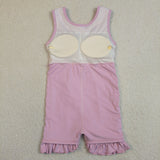 GSD3034 Solid Color Pink Ruffles Yoga Girl's Dress Onesie