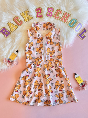 Preorder 12.05 MOQ 5 pcs Back To School Pencil Yoga Girl's Dress Onesie