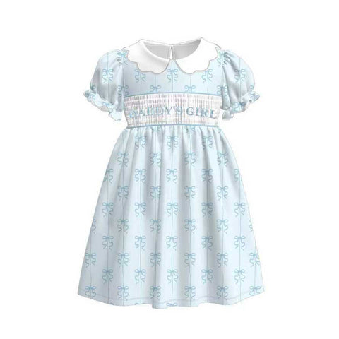 Preorder 12.05 MOQ 5 pcs Daddy's Girl Bows Blue Girl's Dress