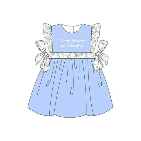 Preorder 12.07 MOQ 5 pcs Little Girls Flower Blue Girl's Dress