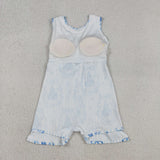 GSD3068 Princess Castle Flower Blue Yoga Girls Dress Onesie