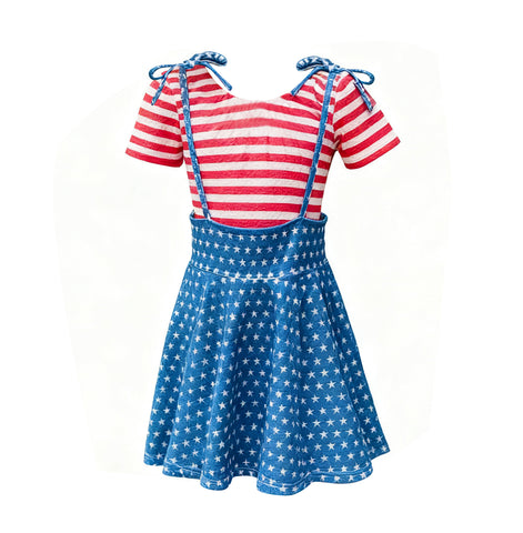 Preorder 12.08 MOQ 5 pcs GSD3073 4th of July Stripe Star Girls Skirt Set