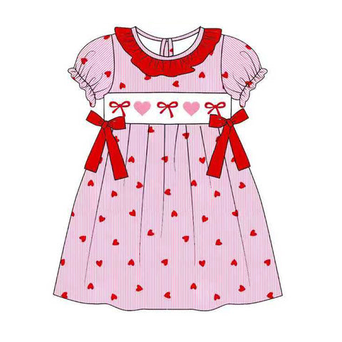 Preorder 12.08 MOQ 5 pcs GSD3079 Valentine's Day Bows Love Girl's Dress