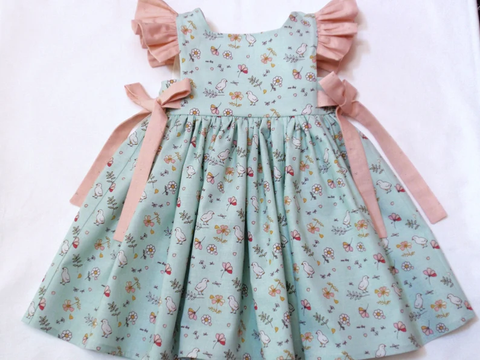 Preorder 12.08 MOQ 5 pcs GSD3083 Bird Flower Girl's Dress