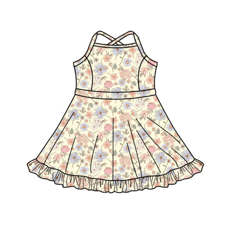 Preorder 12.11 MOQ 5 pcs Flower Yoga Girl's Dress Onesie