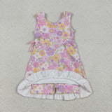 GSD3095 Flower Ruffles Purple Yoga Girl's Dress Onesie