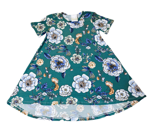 Preorder 12.13 MOQ 5 pcs Flower Green Girl's Dress