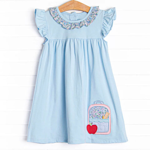 Preorder 12.13 MOQ 5 pcs Back To School Flower Apple Girl's Dress
