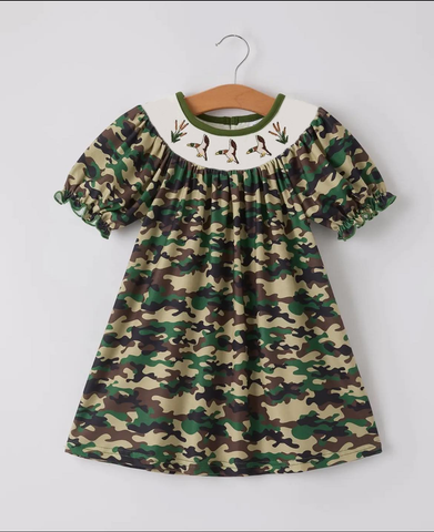 Preorder 12.14 MOQ 5 pcs Mallard Ducks Camo Girl's Dress
