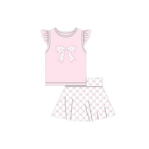Preorder 12.14 MOQ 5 pcs GSD3133 Coquette Bows Pink Girls Skirt Set