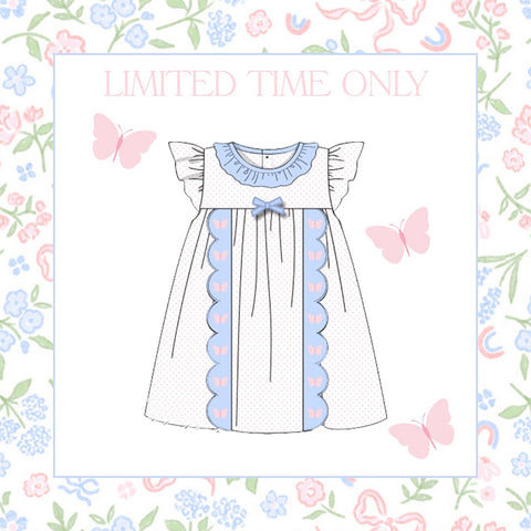 Preorder 12.15 MOQ 5 pcs Butterfly Blue Girl's Dress
