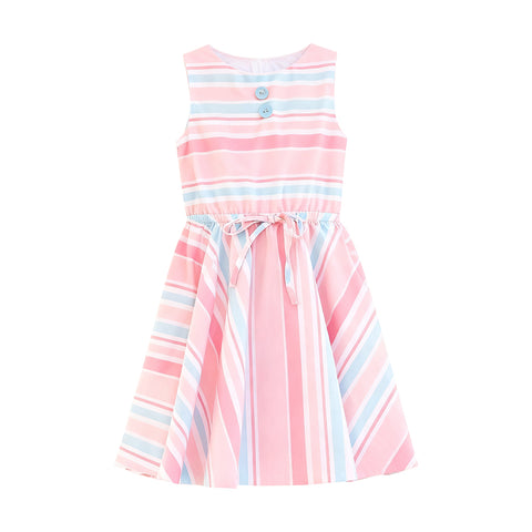 Preorder 12.19 MOQ 5 pcs GSD3148 Stripe Pink Girl's Dress