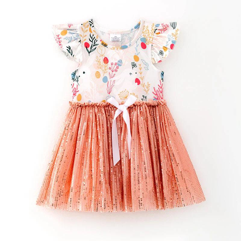 Preorder 12.19 MOQ 5 pcs Easter Rabbit Bunny Egg Sequins Girl's Dress