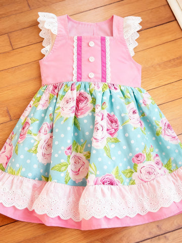 Preorder 12.19 MOQ 5 pcs Flower Rose Pink Girl's Dress