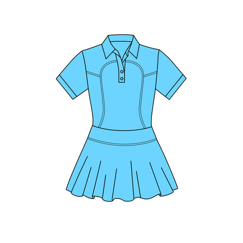 Preorder 12.20 MOQ 5 pcs Solid Color Blue Yoga Girl's Dress Onesie