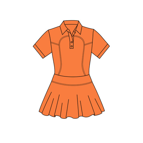 Preorder 12.20 MOQ 5 pcs GSD3168 Solid Color Orange Yoga Girl's Dress Onesie