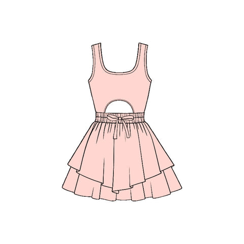 Preorder 12.21 MOQ 5 pcs GSD3186 Solid Color Skin Yoga Girl's Dress Onesie