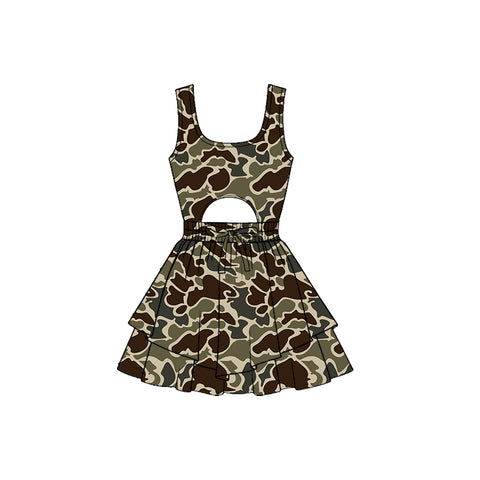 Preorder 12.21 MOQ 5 pcs GSD3198 Hunting Camo Yoga Girl's Dress Onesie
