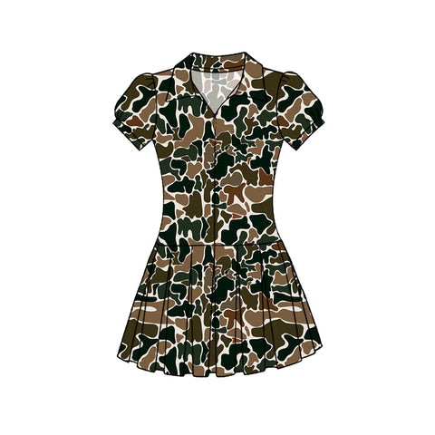 Preorder 12.22 MOQ 5 pcs Hunting Camo Yoga Girl's Dress Onesie