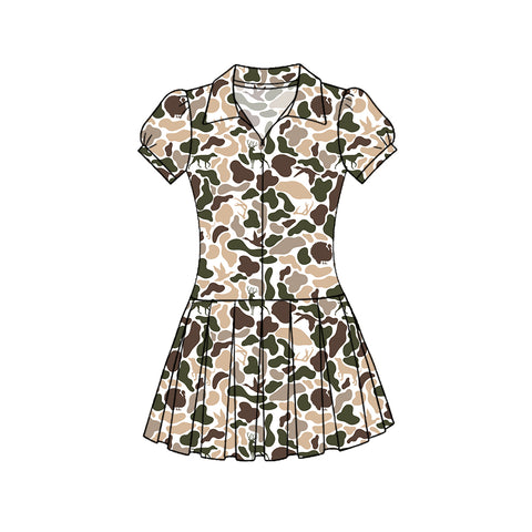 Preorder 12.22 MOQ 5 pcs Hunting Camo Yoga Girl's Dress Onesie