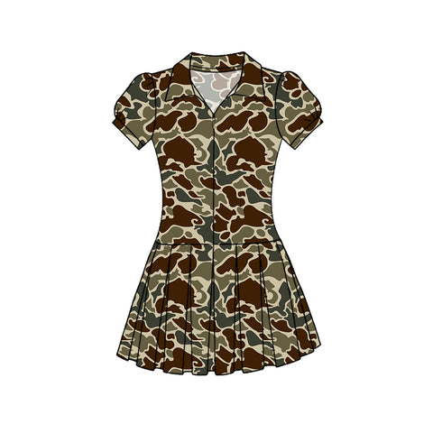 Preorder 12.22 MOQ 5 pcs Hunting Camo Yoga Girl's Dress Onesie