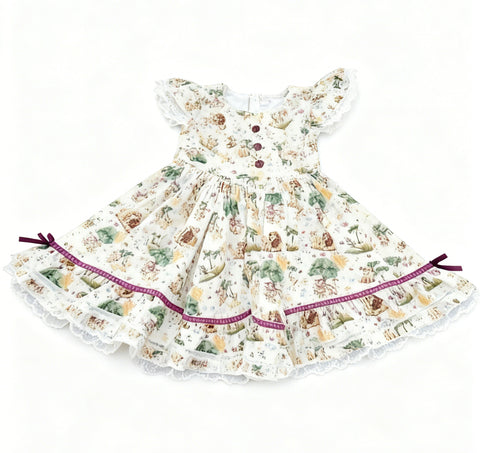 Preorder 12.22 MOQ 5 pcs Cartoon Lion Yellow Girl's Dress