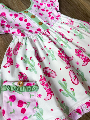 Preorder 12.22 MOQ 5 pcs Cowgirls Boots Hat Girl's Dress