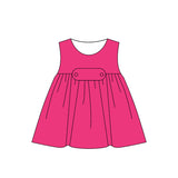 Preorder 12.22 MOQ 5 pcs Solid Color Pink Cotton Girl's Dress Set